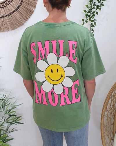 T-shirt femme vert Smile More multicolore