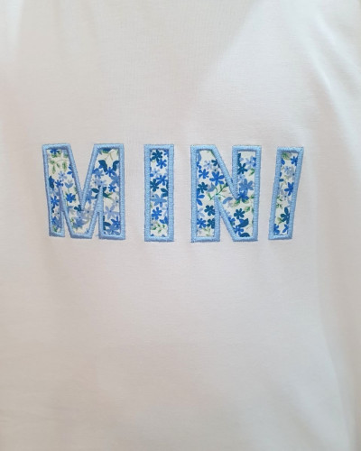 T-Shirt enfant blanc broderie Mini bleu