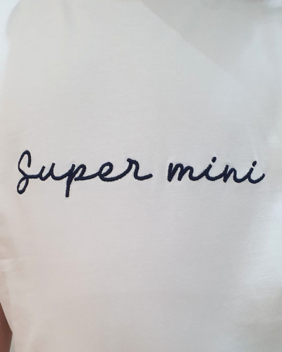 T-Shirt enfant blanc Super mini bleu marine