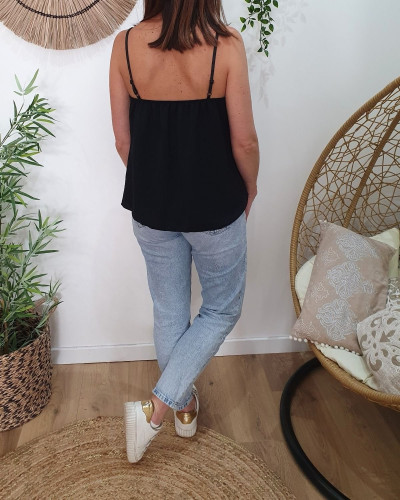 Top femme à bretelles noir Garance