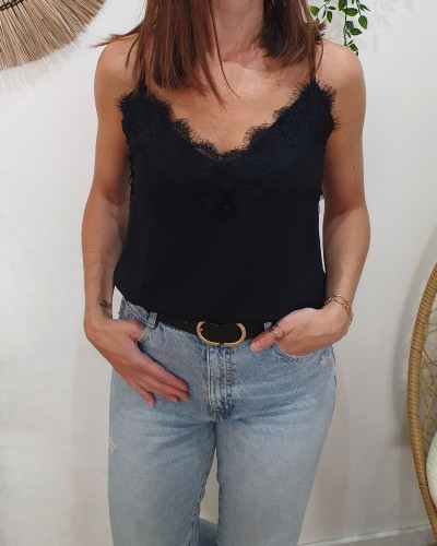Top femme à bretelles noir Garance