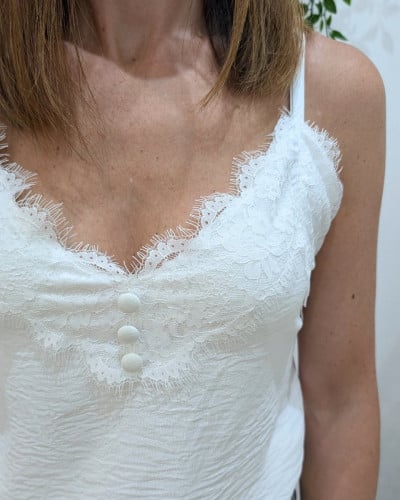 Top femme à bretelles blanc Garance