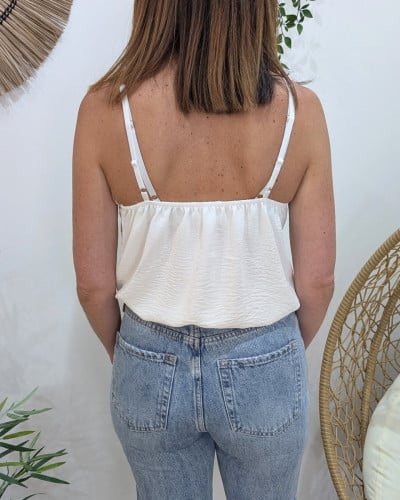 Top femme à bretelles blanc Garance