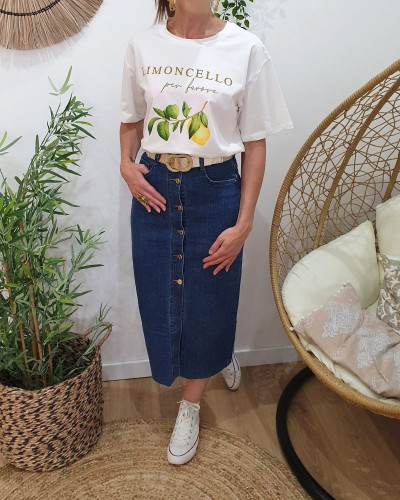 T-Shirt femme écru Limoncello per favore