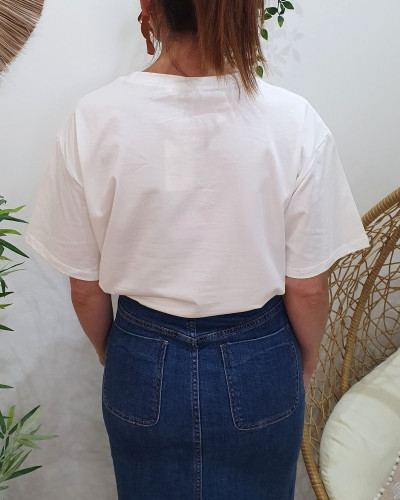 T-Shirt femme écru Limoncello per favore