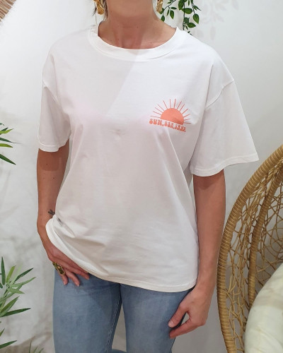 T-Shirt femme blanc Take me to the beach