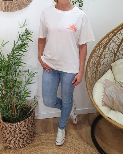 T-Shirt femme blanc Take me to the beach