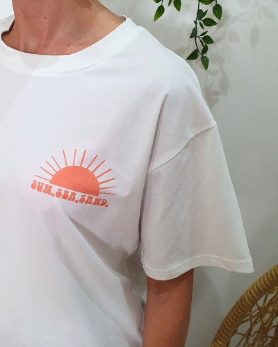 T-Shirt femme blanc Take me to the beach
