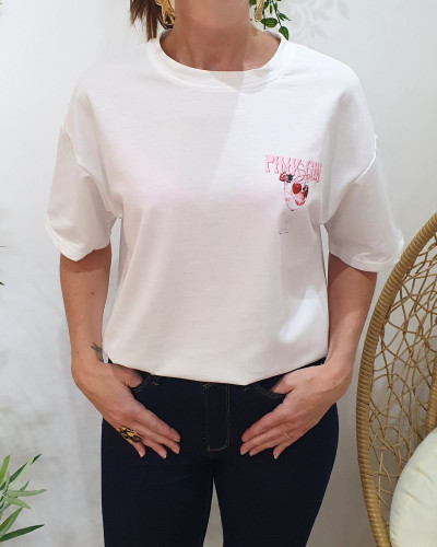 T-Shirt femme blanc Pink Gin Spritz rose