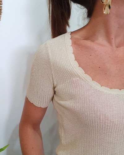 Top femme pailleté doré Cybèle