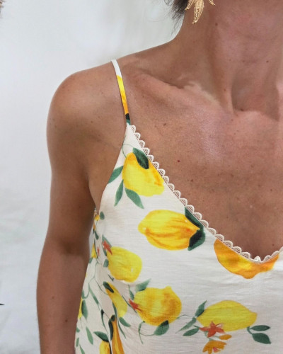 Top femme à bretelles citron