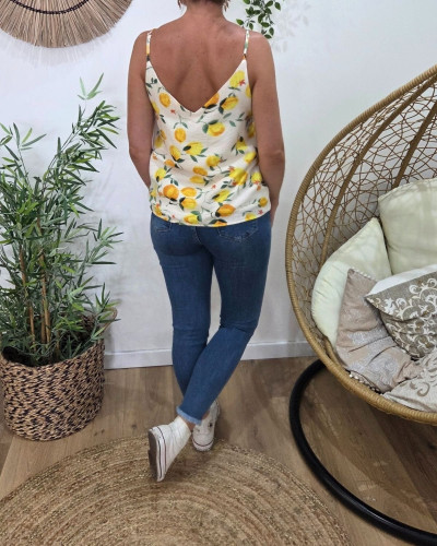 Top femme à bretelles citron