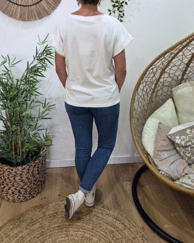 T-Shirt femme ecru Fresh strawberry vibes