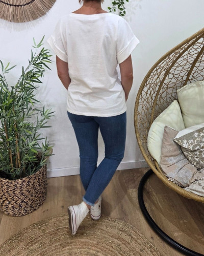 T-Shirt femme ecru limoncello?
