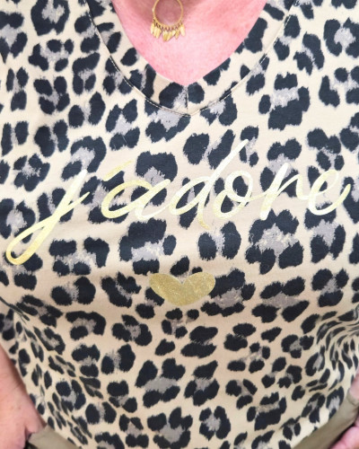 T-Shirt femme léopard J'adore taille unique