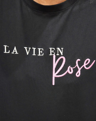 T-Shirt femme noir La vie en rose