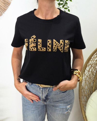 T-Shirt femme noir Féline