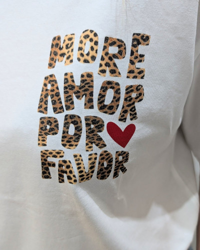 T-shirt femme écru more amor por favor léopard 