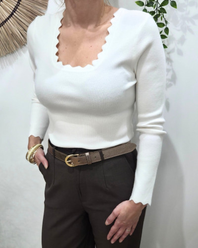 T-Shirt femme écru Zéphine manches longues