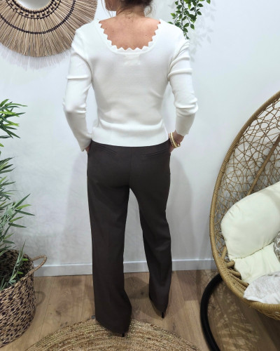 T-Shirt femme écru Zéphine manches longues