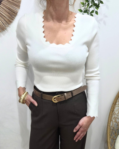 T-Shirt femme écru Zéphine manches longues