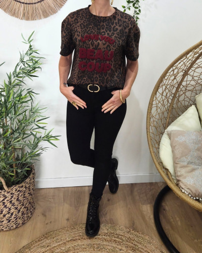 T-Shirt femme léopard love you beaucoup