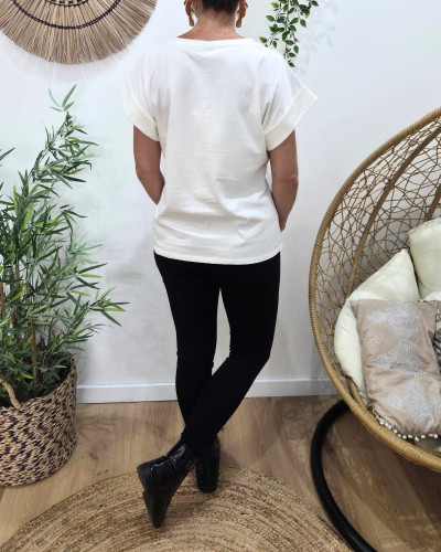 T-Shirt femme écru et léopard life is great