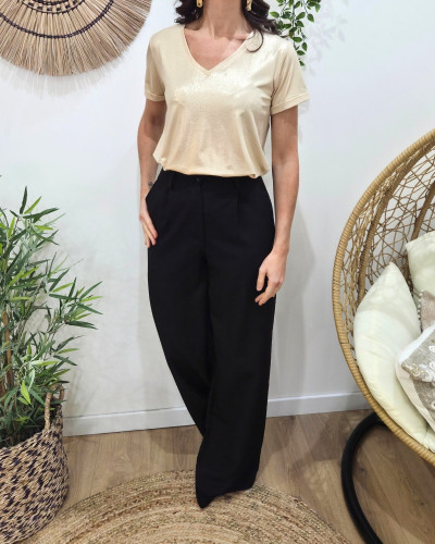 T-Shirt femme doré irisé