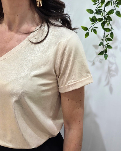 T-Shirt femme doré irisé