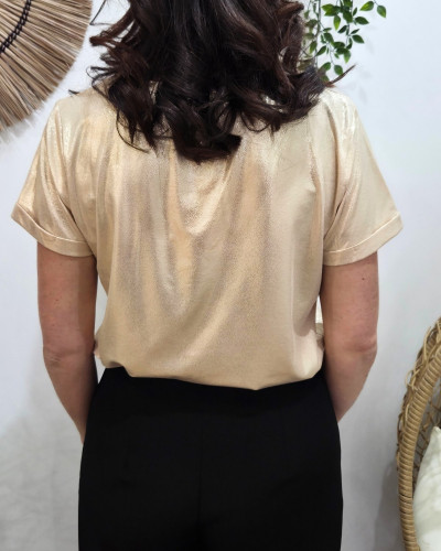 T-Shirt femme doré irisé