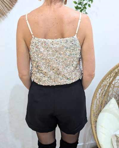 Top femme à sequins argents Amal
