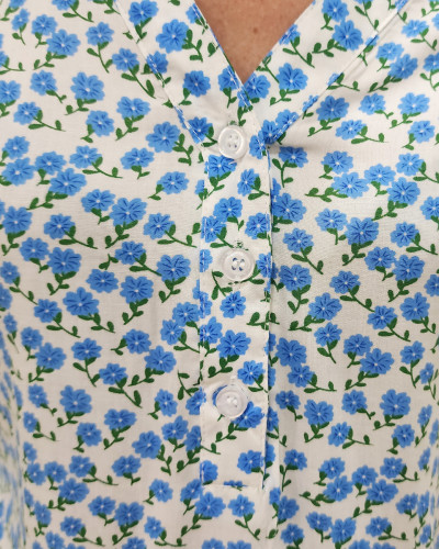 Tunique femme petites fleurs bleues Josette