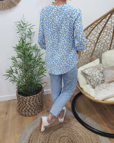 Tunique femme petites fleurs bleues Josette