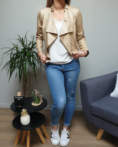 Veste beige suédine fluide