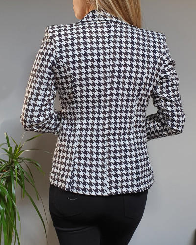 Veste tailleur pied de poule noire et blanche