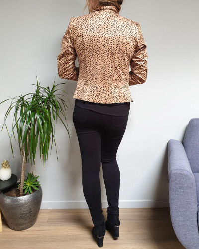 Veste perfecto su dine couleur camel pois noirs 14982
