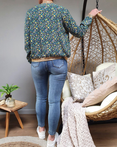 Bombers vert fleurs liberty jaunes grises doré