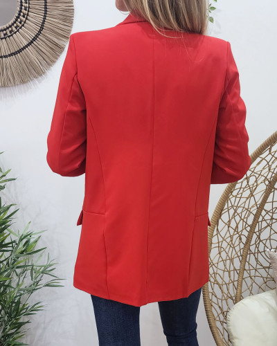 Veste blazer femme unie rouge