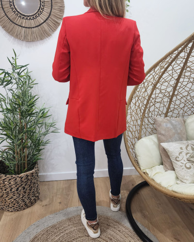 Veste blazer femme unie rouge