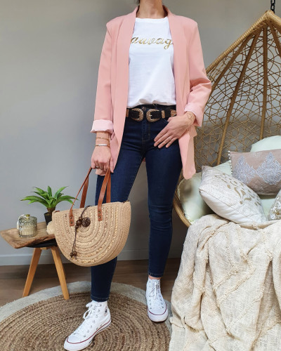 Veste blazer unie rose clair