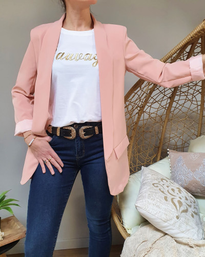 Veste blazer unie rose clair