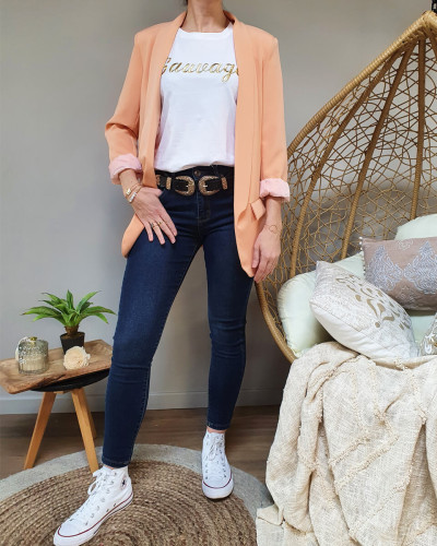 Veste blazer unie pêche