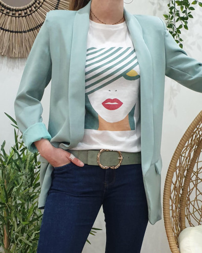 Veste blazer unie vert d'eau