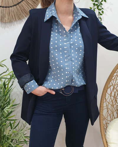 Veste blazer femme unie bleu marine