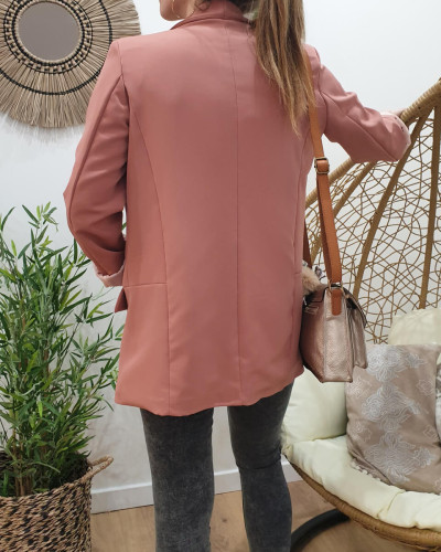 Veste blazer unie vieux rose