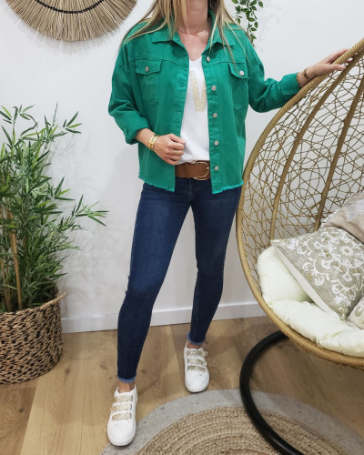 Veste en jean verte femme sales