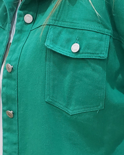 Veste en jean fluide vert gazon