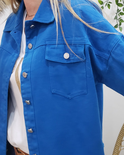 Veste femme en jean fluide bleu roi