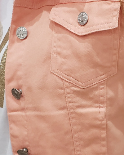 Veste en jean femme cintrée corail