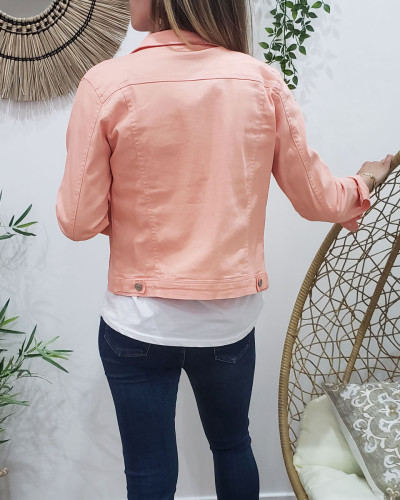 Veste en jean femme cintrée corail